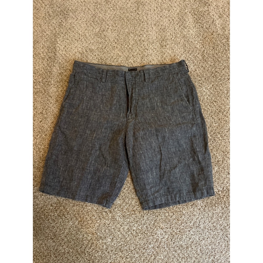 J. Crew Men's‎ Shorts 34 Gray Linen Blend Flat Front 10.5" Inseam Preppy Casual